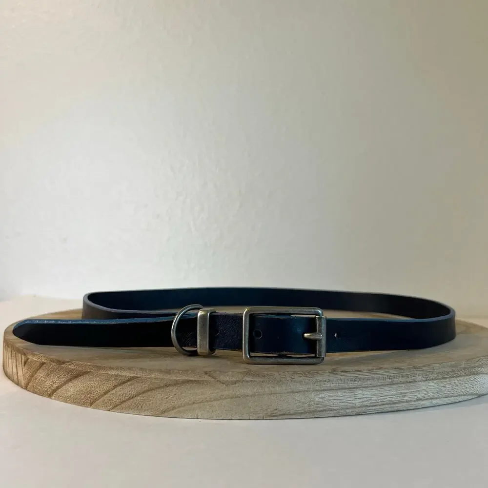 GAP Blue Genuine Leather Silver Utility Buckle Belt Size Medium